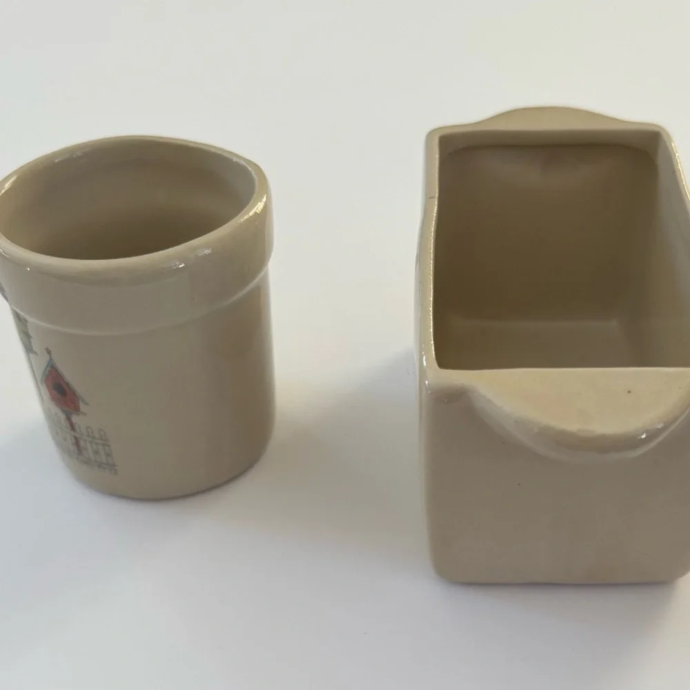 VTG Shaker & Thangs Pottery Birdhouse Collection Toothpick Crock Sugar Pack Tub